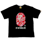 Bape A Bathing Ape Black & Pink Camo Big Ape Head Tee